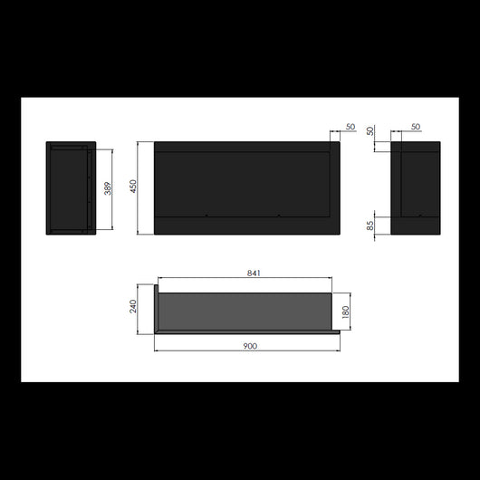 Caminetto a Bioetanolo Angolare Corner 900 Left SimpleFire da incasso con Vetro