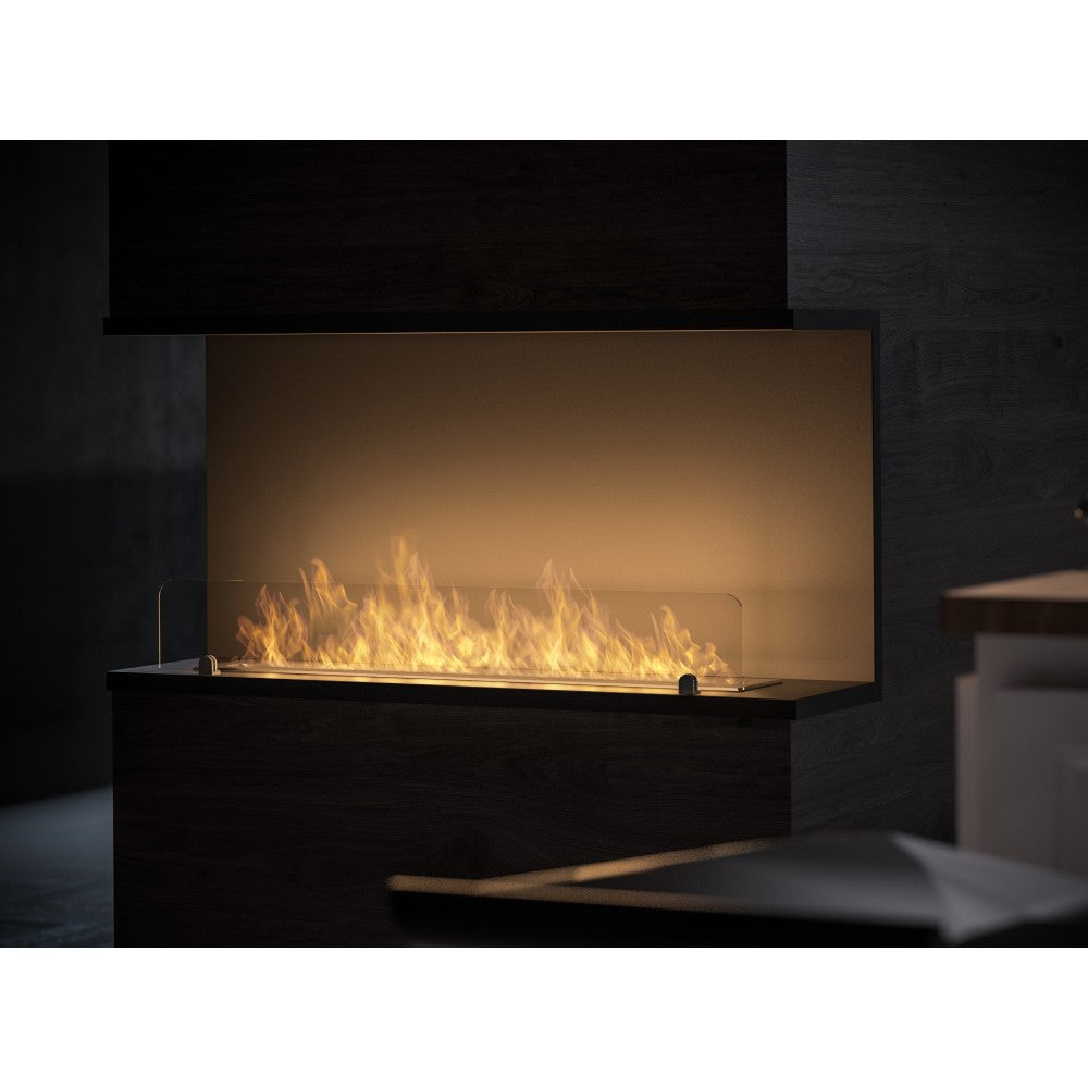 Caminetto a Bioetanolo Da Incasso di Design C1000 V.2 con Vetro Aperto su 3 Lati Bruciatore da 2 Litri