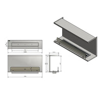 Caminetto a Bioetanolo Da Incasso di Design C1000 V.2 con Vetro Aperto su 3 Lati Bruciatore da 2 Litri