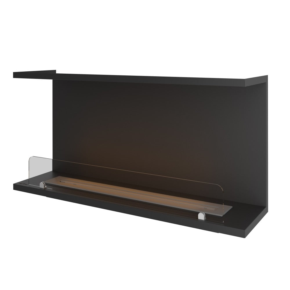 Caminetto a Bioetanolo Da Incasso di Design C1000 V.2 con Vetro Aperto su 3 Lati Bruciatore da 2 Litri