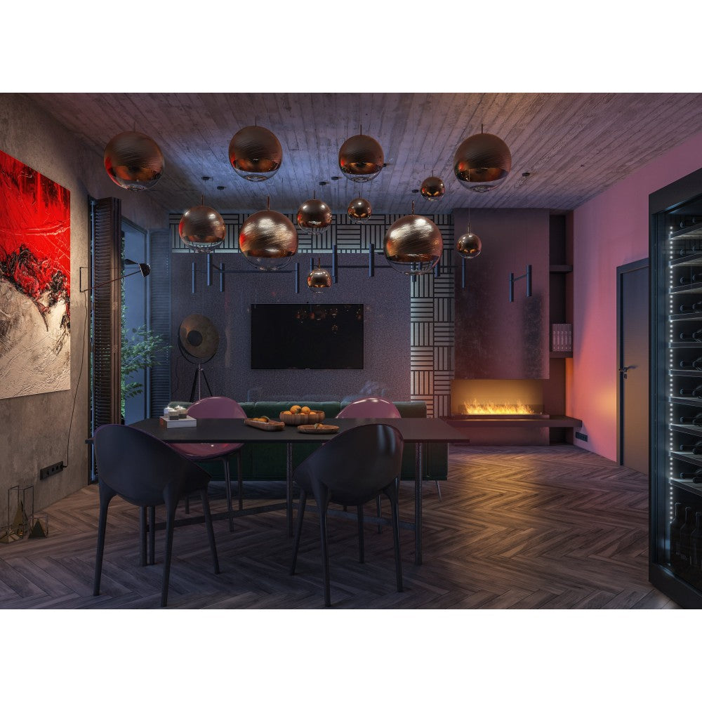 Caminetto a Bioetanolo Da Incasso di Design C1200 V.1 con Vetro Aperto su 3 Lati Bruciatore da 3 Litri