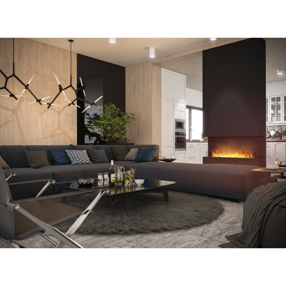 Caminetto a Bioetanolo Da Incasso di Design C1200 V.1 con Vetro Aperto su 3 Lati Bruciatore da 3 Litri