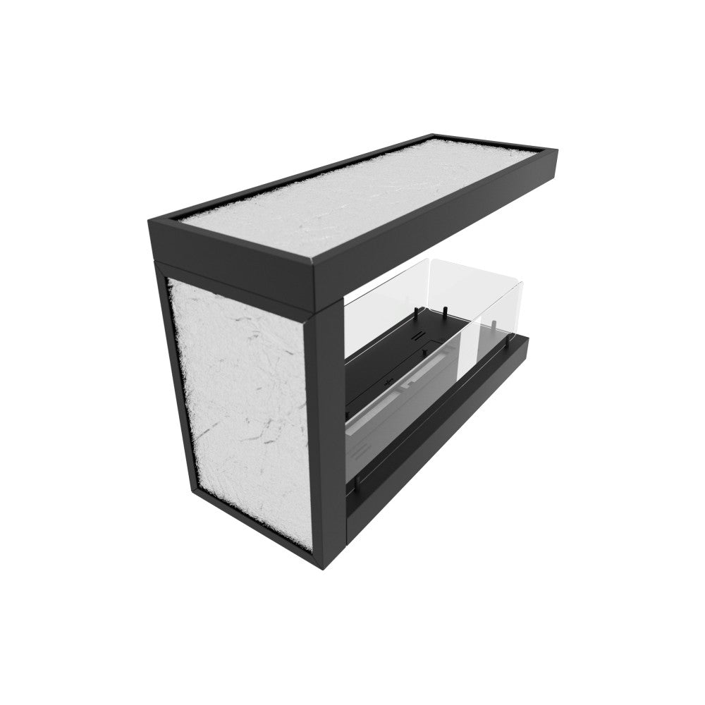 Caminetto a Bioetanolo Da Incasso di Design U800 con Vetro Aperto su 3 Lati Bruciatore da 0,7 Litri