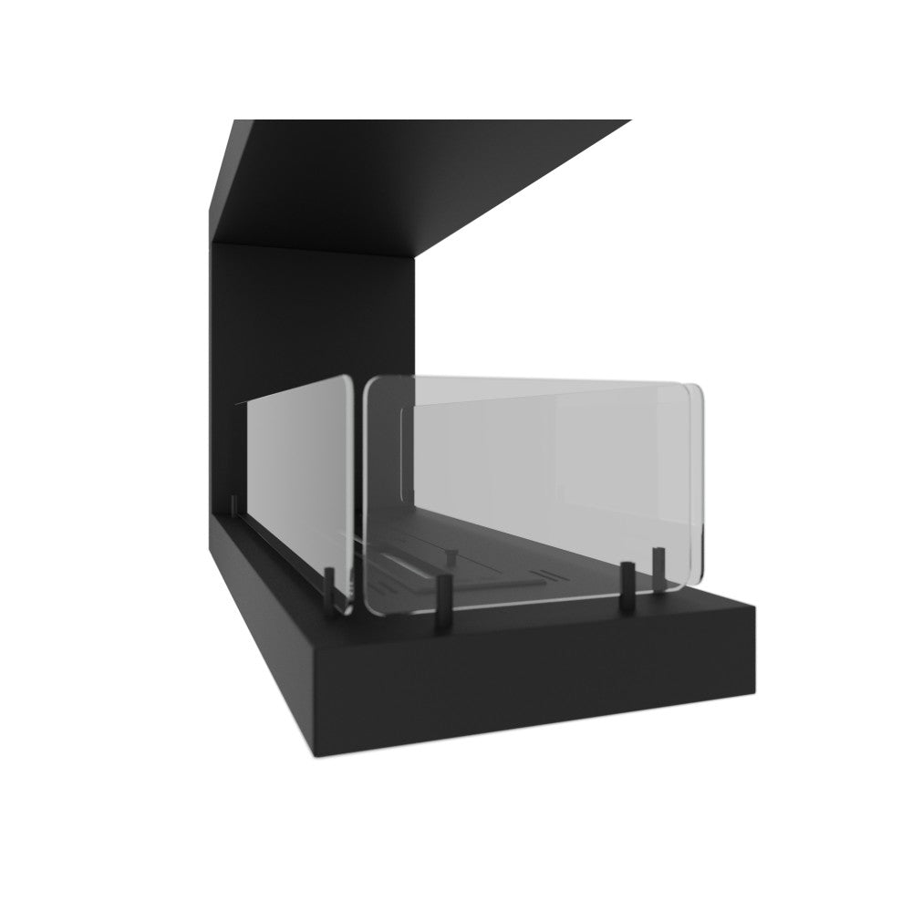 Caminetto a Bioetanolo Da Incasso di Design U800 con Vetro Aperto su 3 Lati Bruciatore da 0,7 Litri