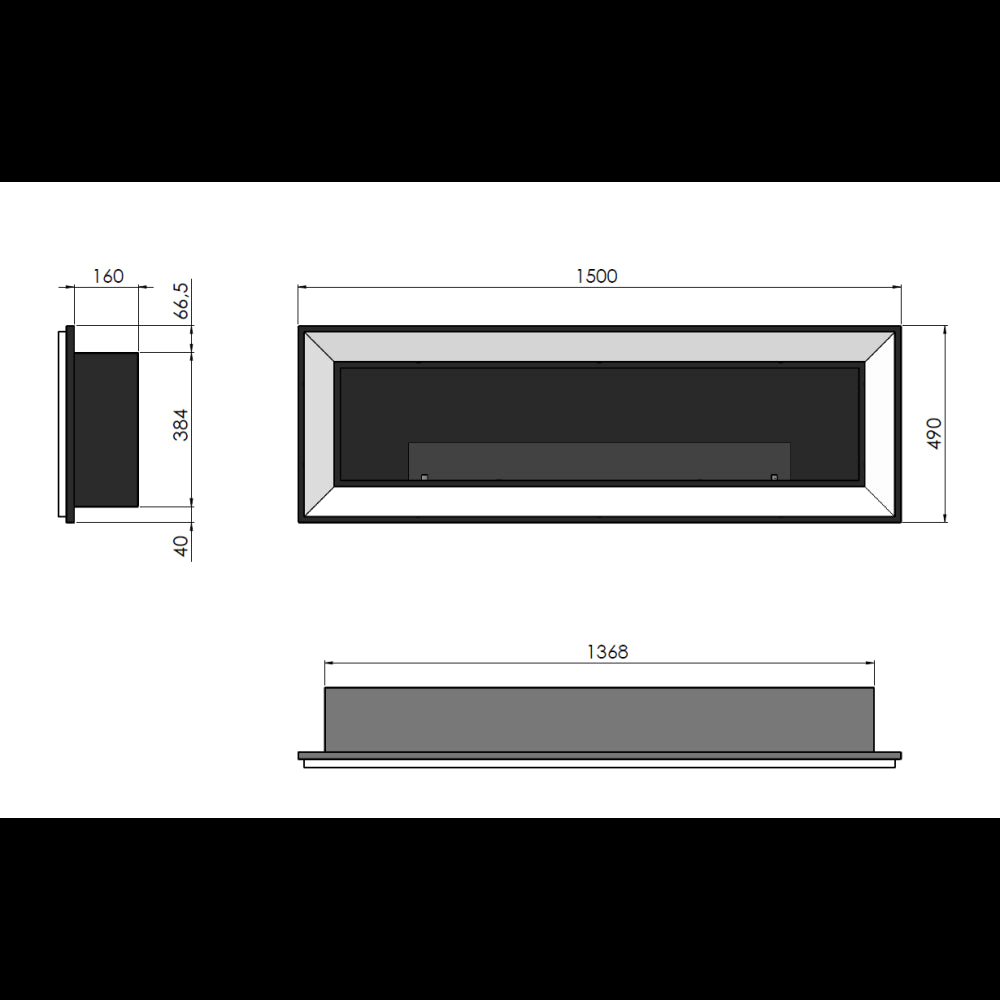 Caminetto a Bioetanolo Frame 1500 Bianco SimpleFire da incasso con Vetro