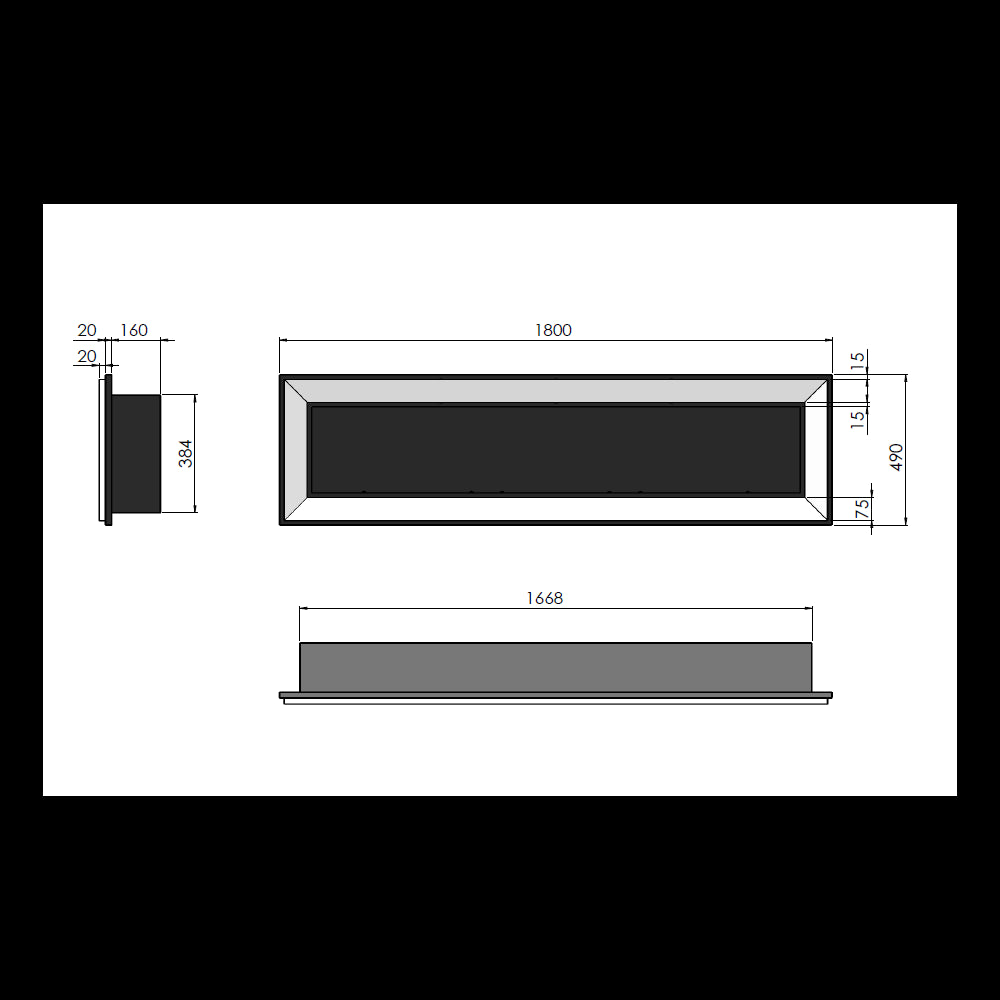 Caminetto a Bioetanolo Frame 1800 SimpleFire da incasso con vetro Bianco