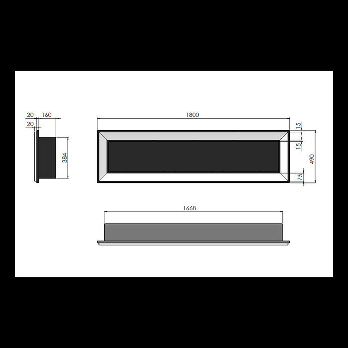 Caminetto a Bioetanolo Frame 1800 SimpleFire da incasso con vetro Bianco