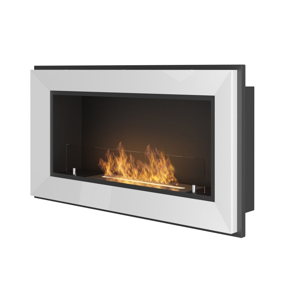 Caminetto a Bioetanolo Frame 900 SimpleFire da incasso Bianco con Vetro
