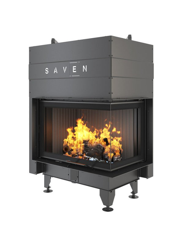 Caminetto ad angolo Nero Inserto Apertura destra Energy Up 75х50х47 (15,1 kW) ECO