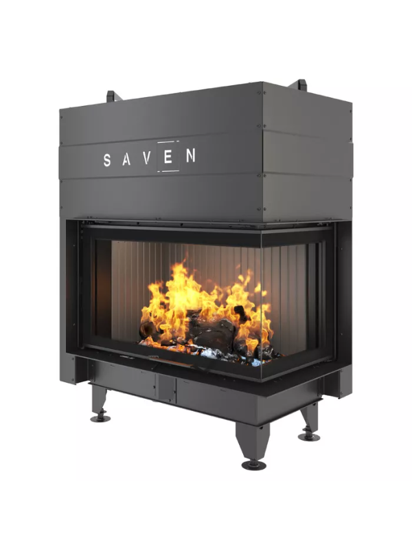 Caminetto ad angolo Nero Inserto Apertura destra Energy Up 85x50x47 (17,0 kW) ECO