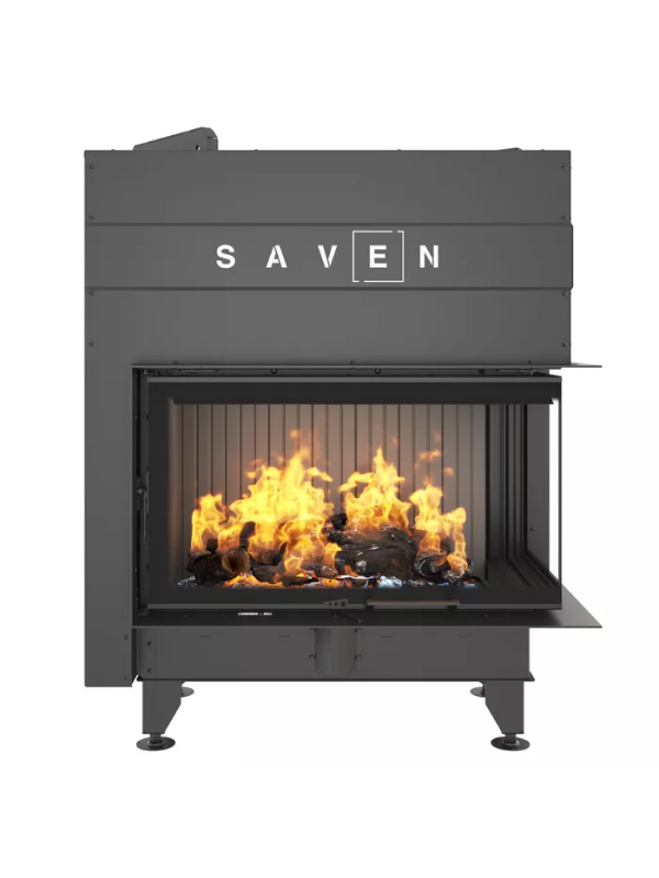 Caminetto ad angolo Nero Inserto Apertura destra Energy Up 85x50x47 (17,0 kW) ECO