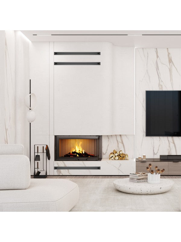 Caminetto ad angolo Nero Inserto Apertura destra Energy Up 85x50x47 (17,0 kW) ECO