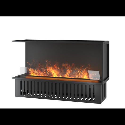 Caminetto a Vapore Acqueo da Incasso Corner L1200 con Fiamma Multicolore, Effetto 3D e Controllo App, Serbatoio 2.4l - 120cm Autorefill