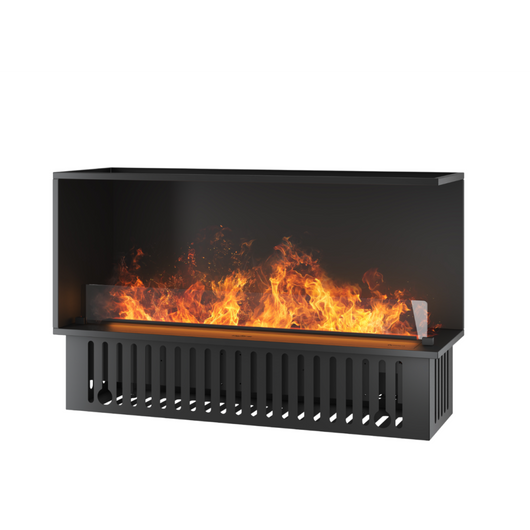 Caminetto a Vapore Acqueo da Incasso Corner R1200 con Fiamma Multicolore, Effetto 3D e Controllo App, Serbatoio 2.4l - 120cm Autorefill