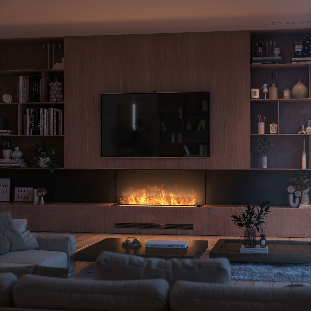 Caminetto a Vapore Acqueo da Incasso Inside C1200 con Fiamma Multicolore, Effetto 3D e Controllo App, Serbatoio 2.4l - 120cm