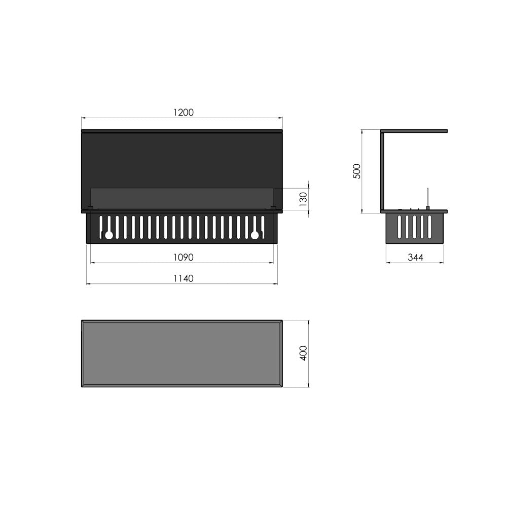 Caminetto a Vapore Acqueo da Incasso Inside C1200 con Fiamma Multicolore, Effetto 3D e Controllo App, Serbatoio 2.4l - 120cm