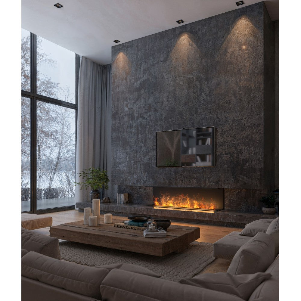 Caminetto a Vapore Acqueo da Incasso Inside C1800 con Fiamma Multicolore, Effetto 3D e Controllo App, Serbatoio 3.6l - 180cm