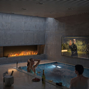 Caminetto a Vapore Acqueo da Incasso Inside C1800 con Fiamma Multicolore, Effetto 3D e Controllo App, Serbatoio 3.6l - 180cm