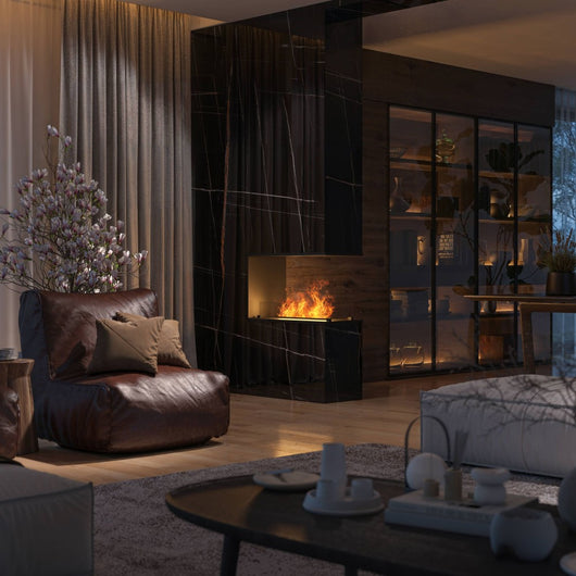 Caminetto a Vapore Acqueo da Incasso Inside U 800 con Fiamma Multicolore, Effetto 3D e Controllo App, Serbatoio 1.2l - 800cm Autorefill