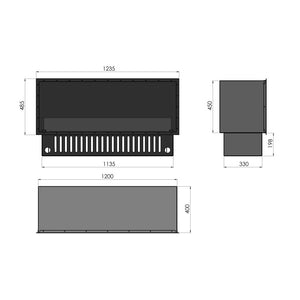 Caminetto a Vapore Acqueo da Incasso Invapo Inside 1200 - Fiamma Multicolore, Effetto 3D e Controllo App, Serbatoio 2.4l - 123cm