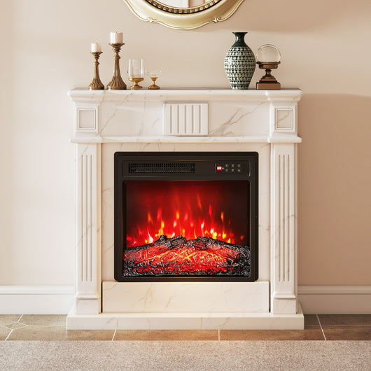 Riscaldatore camino con telecomando e 5 livelli di luminosit¨¤ regolabili-Camino elettrico a incasso 18" con 7 colori di fiamma realistici