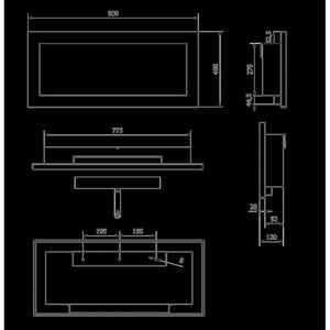 Camino a bioetanolo a parete o da incasso Lucca Bianco L 90 x P 12 x H 40
