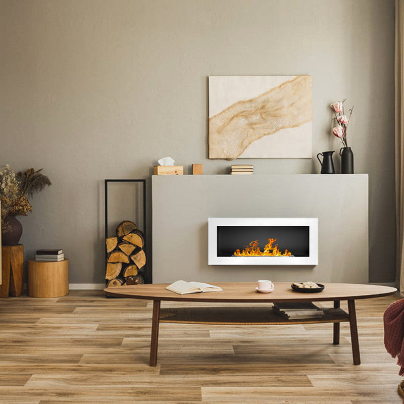 Camino a bioetanolo a parete o da incasso Lucca Bianco L 90 x P 12 x H 40