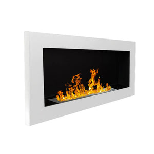 Camino a bioetanolo a parete o da incasso Lucca Bianco L 90 x P 12 x H 40