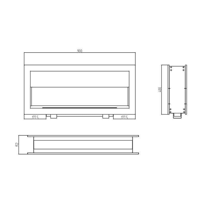 Camino a Bioetanolo Bifacciale da Incasso Montefalco 90 – 90X15,2X40 Cm