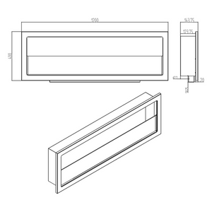 Camino a bioetanolo da incasso a parete biocamino 120x40 FURORE 120