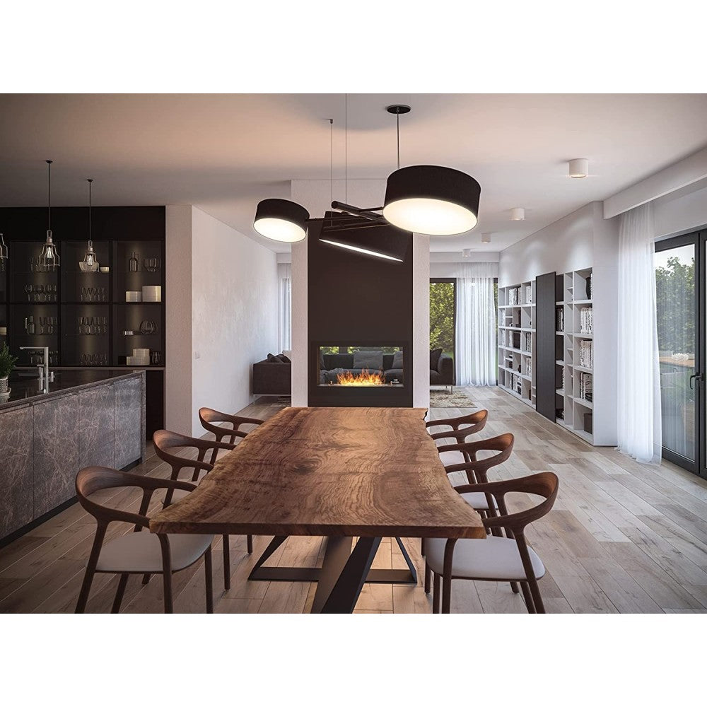 Camino a Bioetanolo da incasso a parete di design Bifacciale nero opaco con vetro protettivo 2 Side 900