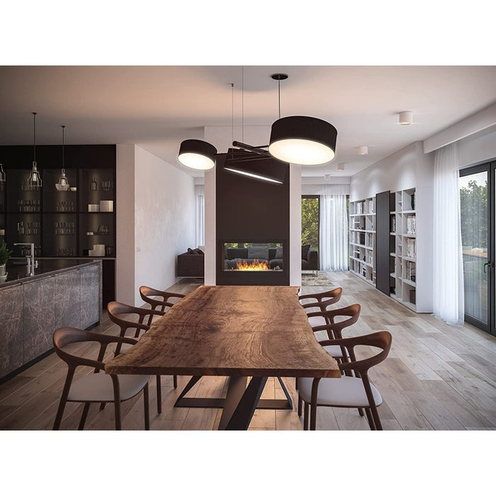 Camino a Bioetanolo da incasso a parete di design Bifacciale nero opaco con vetro protettivo 2 Side 900