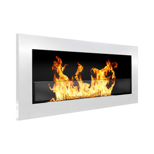 Camino a bioetanolo da parete o incasso Livorno Bianco L 90 x P 12 x H 40 con vetro