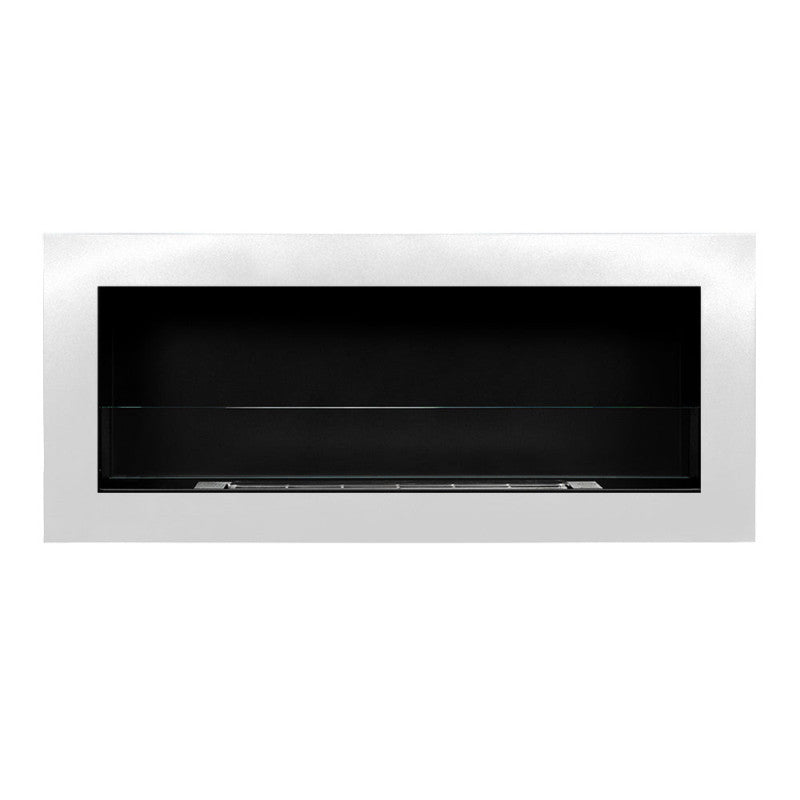 Camino a bioetanolo da parete o incasso Livorno Bianco L 90 x P 12 x H 40 con vetro