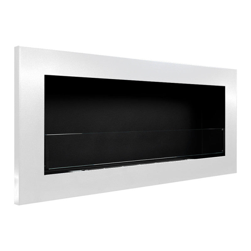 Camino a bioetanolo da parete o incasso Livorno Bianco L 90 x P 12 x H 40 con vetro