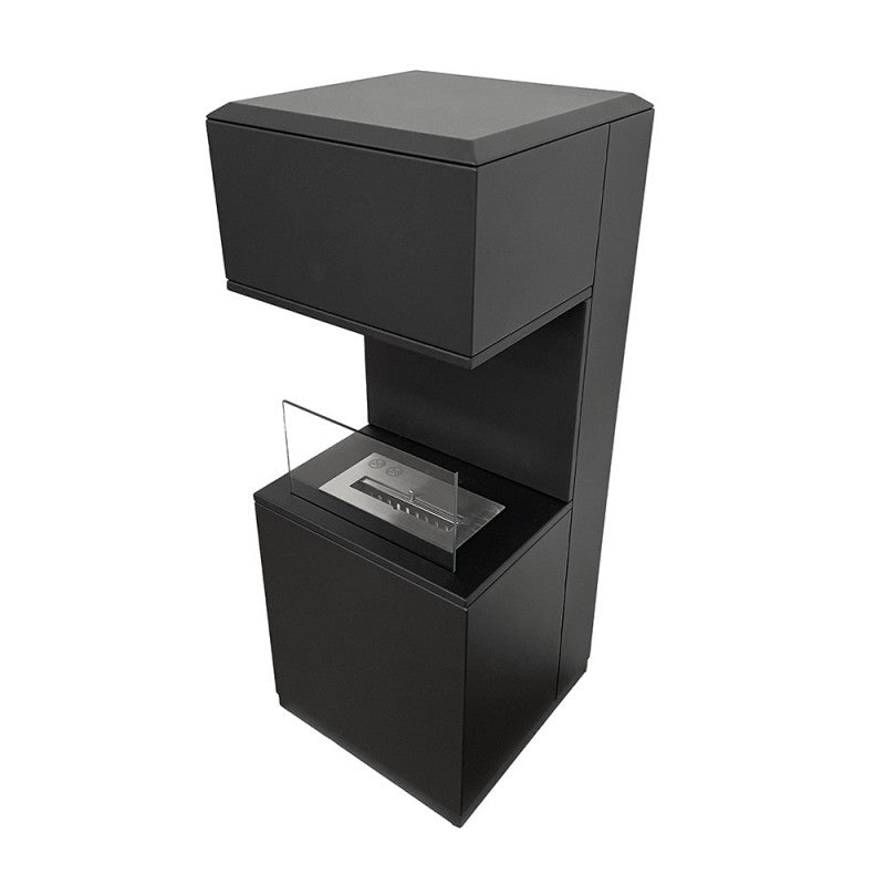 Camino a Bioetanolo Oslo Nero H100 Moderno da Interno/Esterno – con Vetro e Bruciatore Tuv