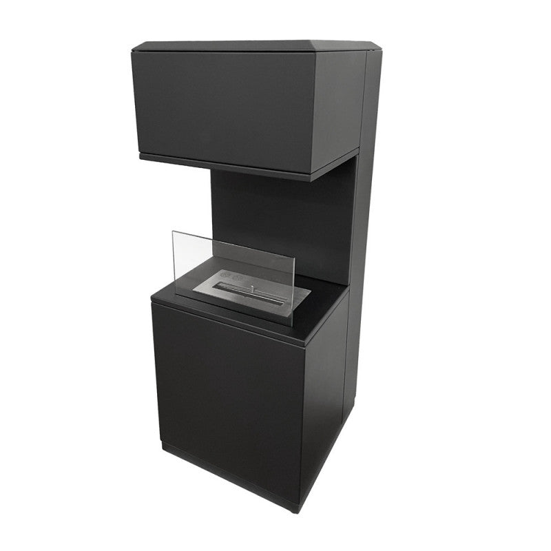 Camino a Bioetanolo Oslo Nero H100 Moderno da Interno/Esterno – con Vetro e Bruciatore Tuv