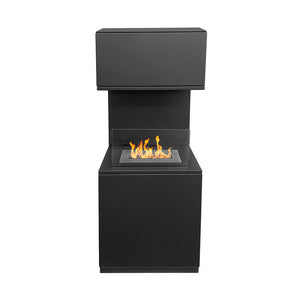 Camino a Bioetanolo Oslo Nero H100 Moderno da Interno/Esterno – con Vetro e Bruciatore Tuv