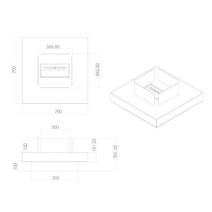Camino a Bioetanolo Panarea Nero 70X70X35 per Esterni/Interni – Design Compatto