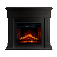 Camino elettrico caminetto da terra CAMBRIDGE in legno Nero 110x36x100h