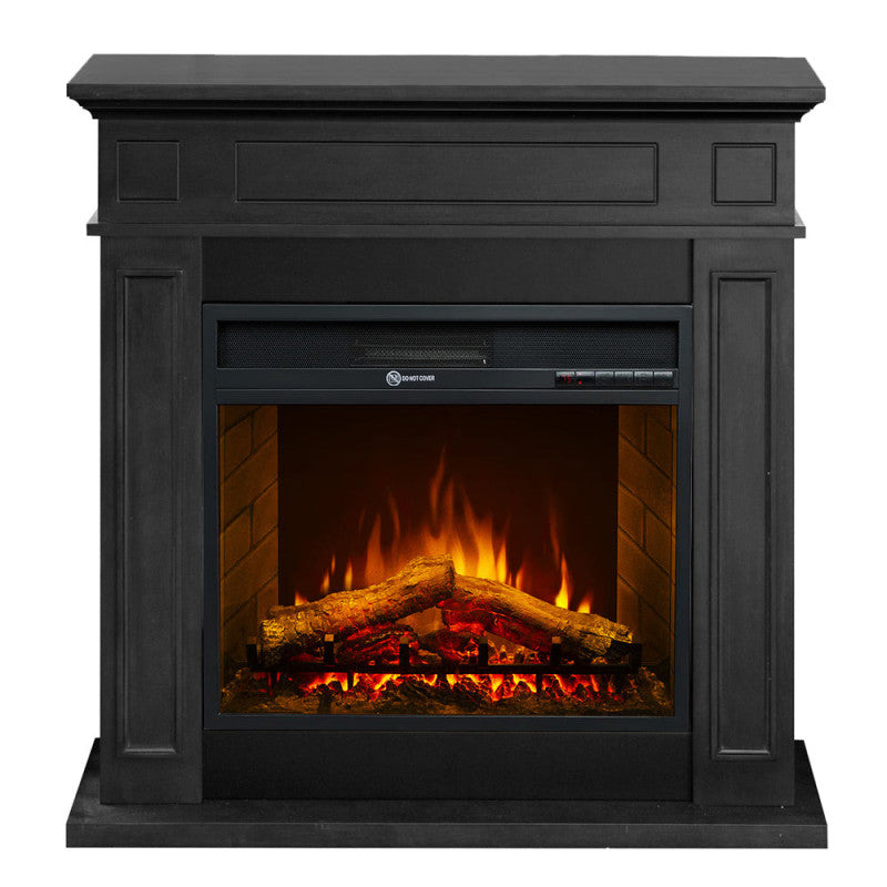 Camino elettrico caminetto da terra JEFFERSON in legno Nero L 89,5 x H90,5 x P28