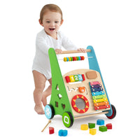 Camminatore per bambini in legno, Camminatore per attivit¨¤ di apprendimento a spingere e tirare 36x32x47cm-Primi passi