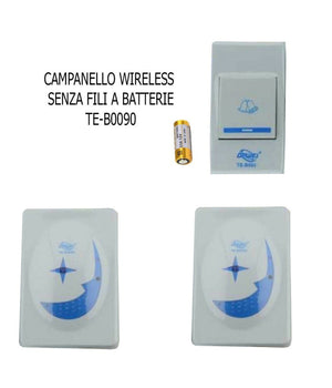 Campanello Senza Fili Da Esterno Wireless 1 Trasmettitore 2 Ricevitori A Pile 90         