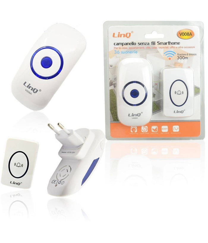 Campanello Senza Fili Smarthome Con Ricevitore 200-300mt Per Interni Esterni V008a         
