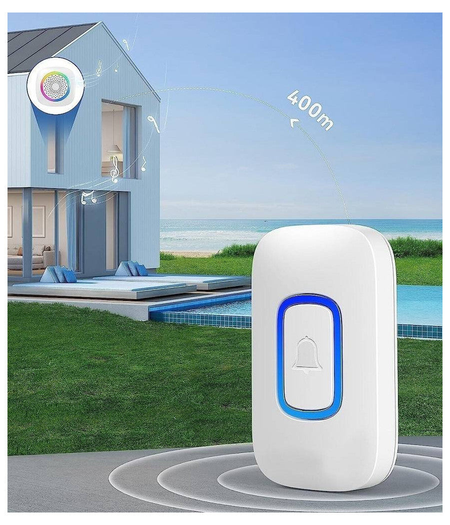 Campanello Senza Fili Wireless Per Casa Ufficio Luce Rgb 60 Melodie Rl-3995         