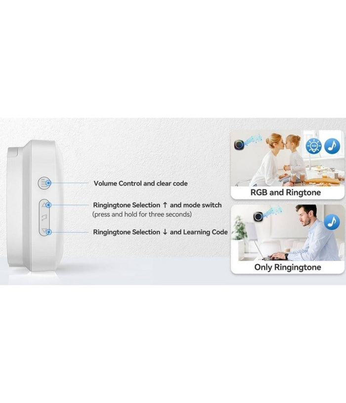 Campanello Senza Fili Wireless Per Casa Ufficio Luce Rgb 60 Melodie Rl-3995         