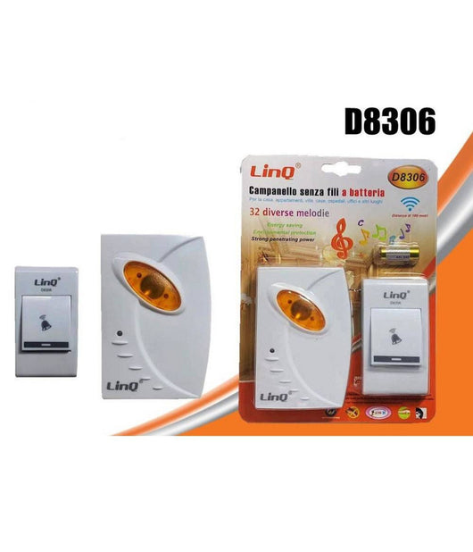 Campanello Wireless A Batteria Senza Fili 32 Melodie Casa Porta Distanza 100mt D8306         