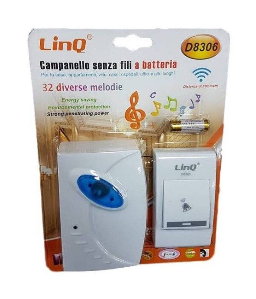 Campanello Wireless A Batteria Senza Fili 32 Melodie Casa Porta Distanza 100mt D8306         