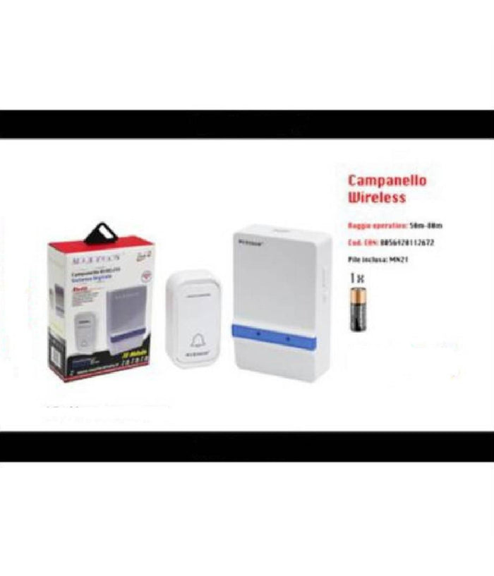 Campanello Wireless A Batterie Wifi Raggio 80m A Led Senza Fili Maxtech Camp-02         