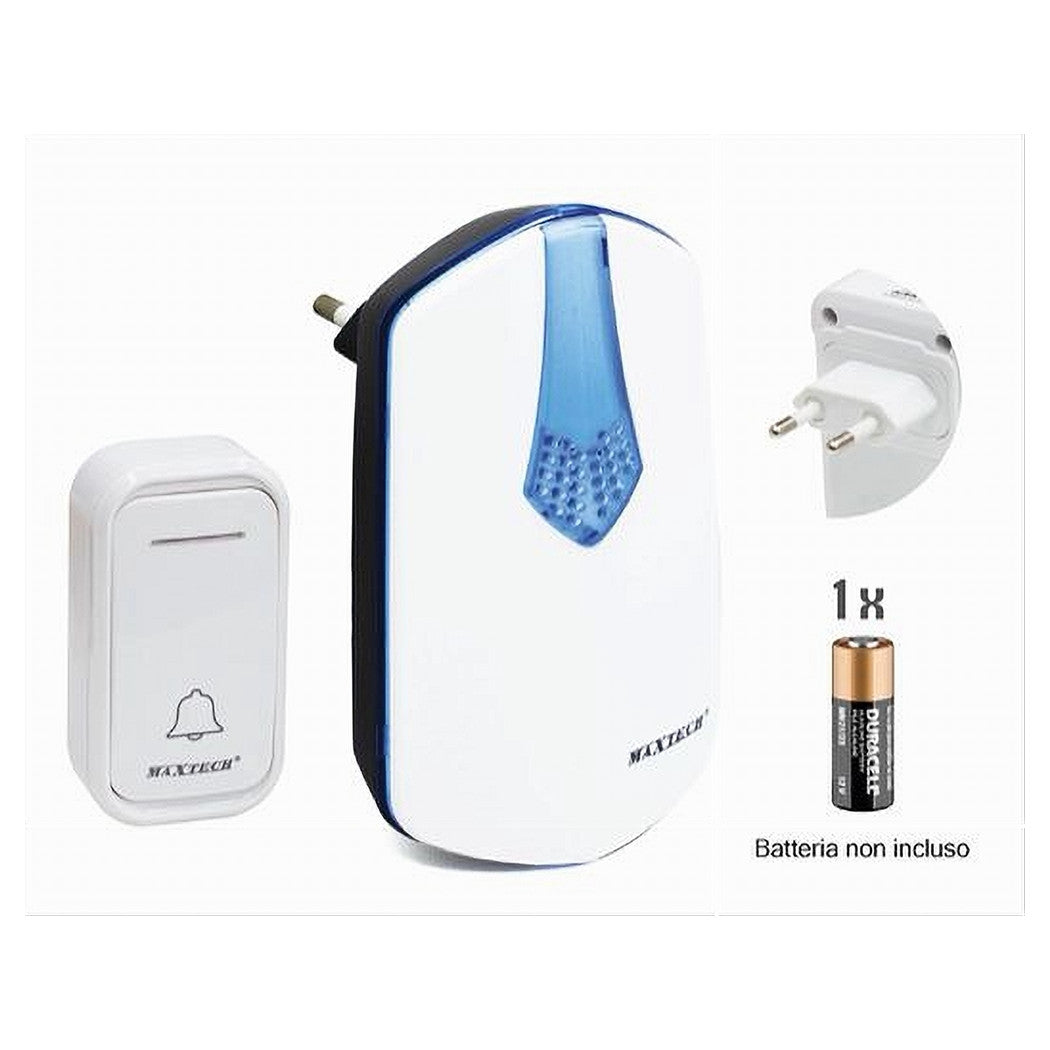 Campanello Wireless Con Spina Wifi Raggio 80m A Led Senza Fili Maxtech Camp-01         